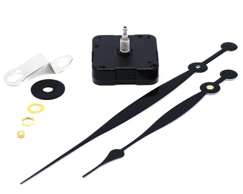 Quartz Wall Clock Movement Replacement Kit Battery Powered With High Torque Drive Long Shaft For Thick Dial Includes 10.2 Inch Spade Hands