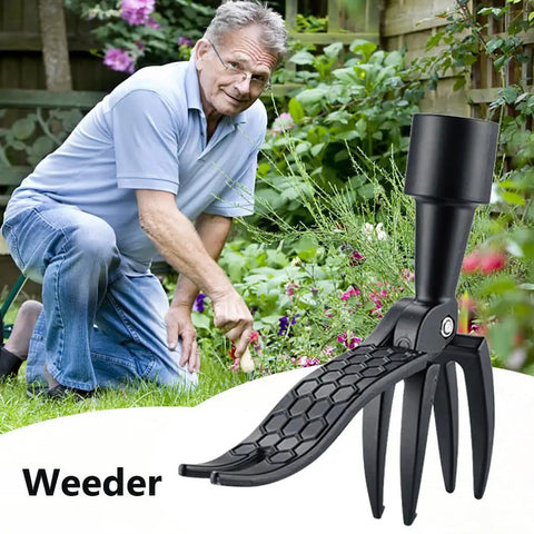 Stand Up Weed Puller Replacement Head With 4 Claw Steel For Yard shown in garden setting, replacing the head of weeding tool.