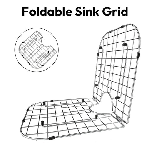 Heavy Duty Foldable Sink Protector Grid With Center Drain And Rounded Corners No Fuss Stainless Steel Drop In Sink Bottom Rack