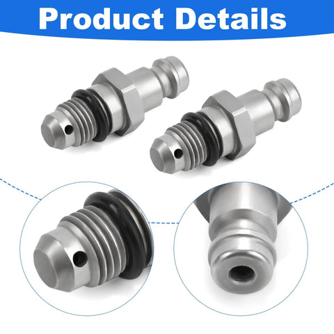 Bleeder Fitting Kit For Front Mount Marine Cylinders, 3/8 Inch Compression, 9/16-24 Thread, 2 Pack With O-Ring, silver adapters close-up