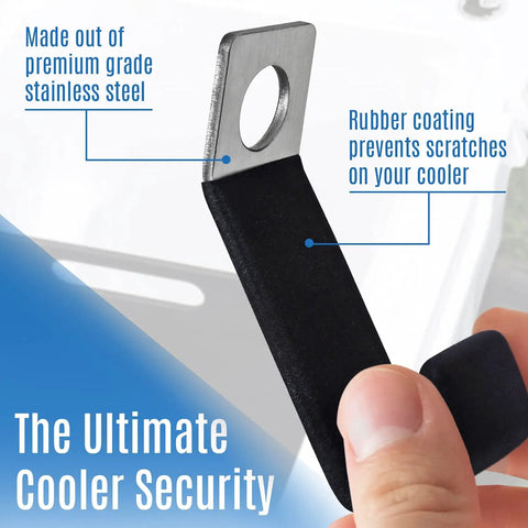 Heavy Duty Stainless Steel Ice Chest Bracket For Truck Bed Floor Mount Compatible With Yeti Rtic Padlock Slot Pack Of 2, showing rubber coated design.