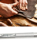 Using Go-To Prong Chisel Kit With Replaceable Leather Stitching Punch Tools And 10 Attachments For DIY Leather Craft, Carbon Steel Blades