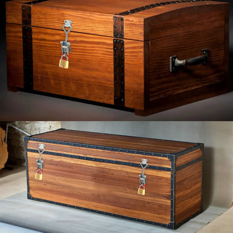 Two wooden tool boxes secured with 13 Pack Toggle Latch Clamp With Lock Hole, Heavy Duty 4002 Toggle Latches, industrial grade