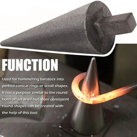 Anvil Mandrel Forming Cone For 1 Inch Hardy Hole, Metal Shaping Tool For Forge Or Vise with square shank, used for shaping barstock.