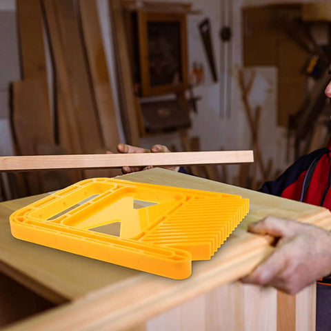 Heavy Duty Featherboard Kit For Table Saw Boasts Extended Yellow Guides on workbench, designed for accurate cutting with clamps.