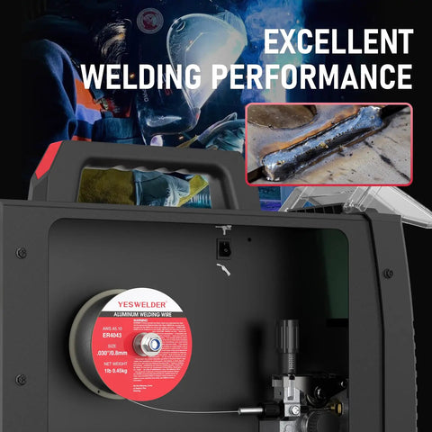 ER4043 Silicon Aluminum Welding Wire 0.030 Inch MIG Wire On ABS Spool 1 Pound AlSi5 Alloy in welding machine with performance label