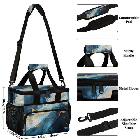Insulated Picnic Backpack Keeps Food Fresh All Day, Big 12 By 8.7 By 10 Inch Capacity With Dual Compartments, shoulder strap shown