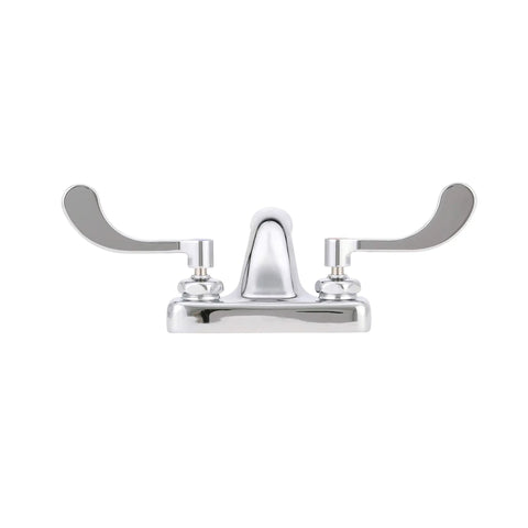 Front view of AquaSpec 4 Inch Centerset Faucet With Integral Spout And 4 Inch Wrist Blade Handles In Chrome Finish 2.2 GPM
