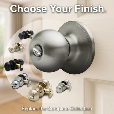 Privacy Interior Door Knob Set With Turn Button Lock No Keys Needed Heavy Duty Satin Stainless Reversible Collection