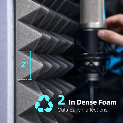 Desktop Soundproof Vocal Recording Booth Portable Acoustic Foam Shield Blocks Room Noise For Podcasts And Streaming Zero Hassle Setup with 2" dense foam.
