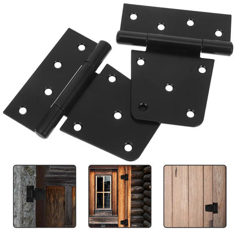 Two Pack Heavy Duty 3.5 Inch Black Weld On Gate Hinges with wood and metal gate examples