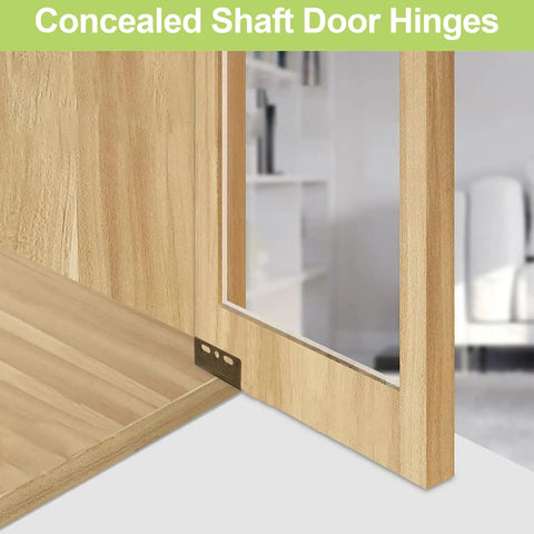 Built Tough As Nails Heavy Duty Iron Concealed Shaft Cabinet Door Pivot Hinges With Sturdy Pin Bushings Free Swinging Wood Door Hardware Smooth Bronze Finish Four Pack Zero Drama Install close-up of hinge on wooden cabinet.