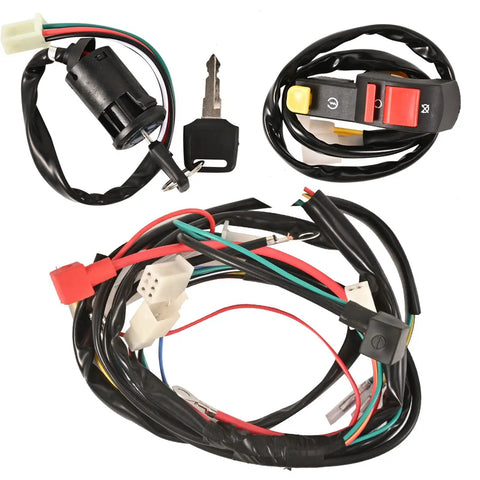 All In One ATV Wiring Harness Kit With Solenoid Relay Regulator CDI Spark Plug Coil For 4 Stroke 50cc 70cc 90cc 110cc 125cc