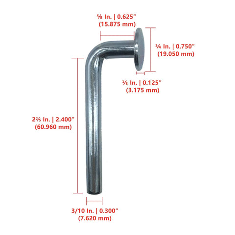 Heavy Duty Pallet Rack Safety Drop Pin Round Top Hat Three Quarters Inch Pin With 0.300 Inch Width And 3.025 Inch Height Beam Lock