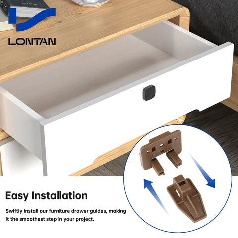 Dang Smooth Dark Brown Plastic Drawer Slides And Center Mount Rails Kit With 10 Pack Replacement Glides For Kenlin Rite Trak I, shown installed.
