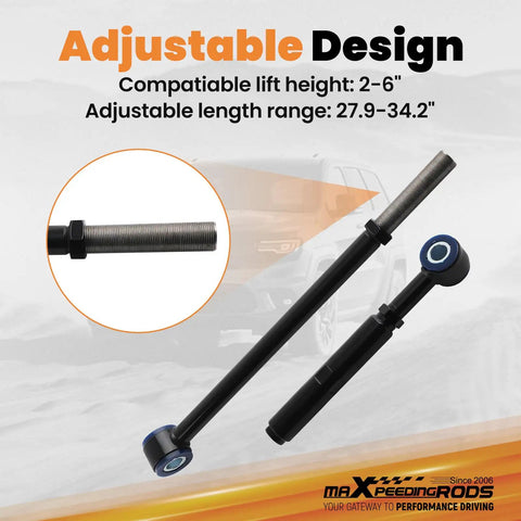 Beefy Adjustable Front Track Bar For Ford F250 F350 And Excursion 1999 To 2005, Fits Two To Six Inch Lift, Heavy Duty Front Steering Bar To Upgrade Alignment And Stability On 4WD Trucks, black steel adjustable rod