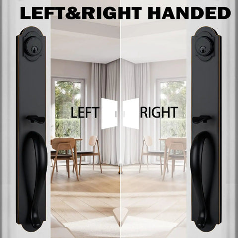 Oil Rubbed Bronze Keyed Entry Door Lock Set With Deadbolt, Reversible for Right or Left Handed Doors, Front View