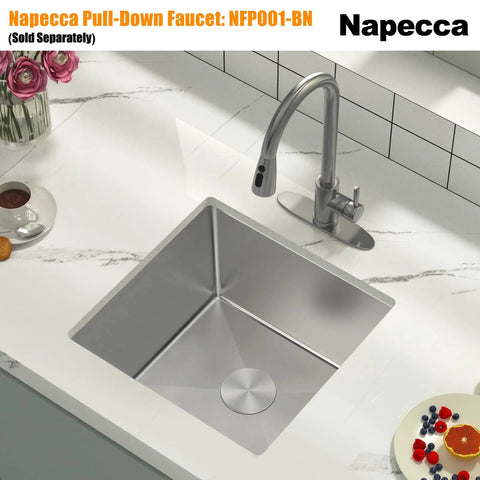 Undermount 17 Inch Stainless Steel Bar Sink Real Deal Deep 9.5 Inch Single Bowl Square Small Kitchen Sink For Wet Bar Or Island Use