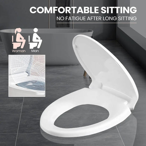 Super Smooth Soft Close Elongated Toilet Seat In Cotton White with ergonomic design for comfortable sitting and zero fatigue.