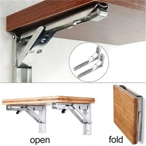 Two Pack Triangle Folding Angle Brackets Heavy Duty Support Adjustable Wall Mounted Shelf Brackets for Benches Tables and Tools