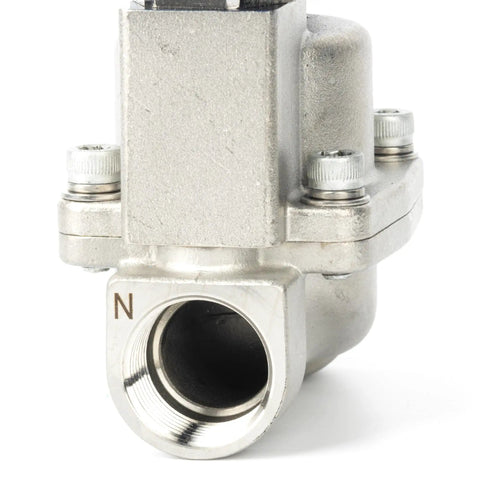 Heavy Duty Three Quarter Inch High Pressure Solenoid Valve 100 Bar Stainless Steel 110V AC For Water Gas Oil And Fluids Control