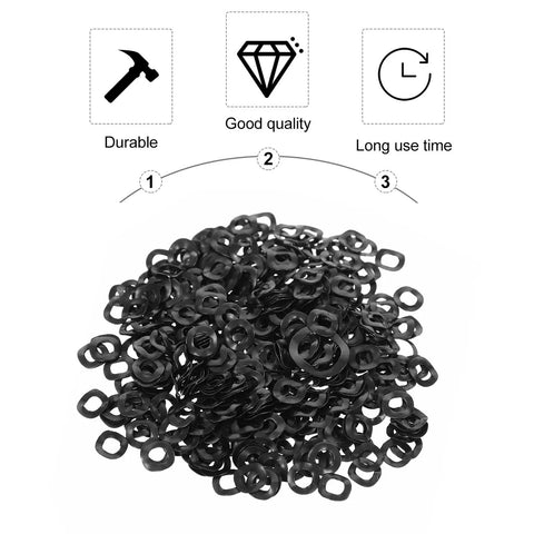 Three Wave Spring Metal Gasket Washers Kit 4x8x0.3mm For Machine And Industrial Fastening, Beefy Heavy Duty Wavy Washers For Electrical Connections, 500 Piece Set, Reliable Vibration Dampening And Tight Seals black washers pile