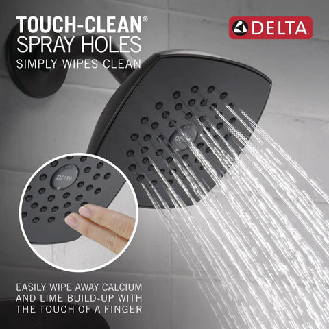 Modern 14 Series Matte Black Shower Faucet Trim Kit With Head And Handle Set T142339-BL-PP spraying water