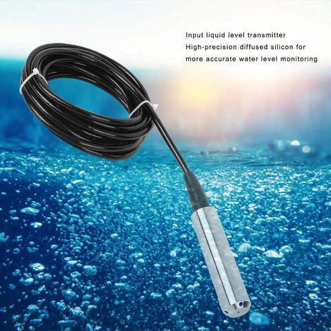 Liquid Level Sensor TL136 12 To 32V DC 4 To 20mA Output Anti Blocking Water Level Detector shown underwater with cable.