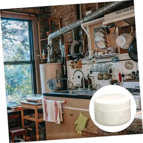 Epoxy Tile Repair Kit 100g Two Component Quick Dry Ceramic Adhesive in a kitchen setting, product in circular container inset.