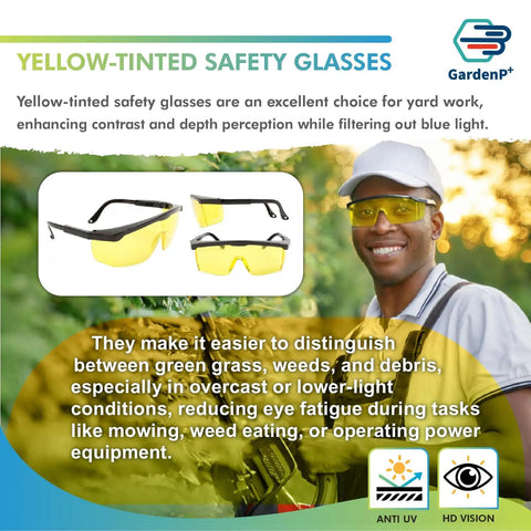 Hardcore UV Protective Safety Glasses With Snug Yellow Tint Anti Fog And Anti Glare Shield Wraparound Polycarbonate Lens in action outdoors.