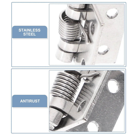 Close-up of spring mechanism on 10 Pack Stainless Steel Self Closing Door Hinges With Built In Strong Spring For Electric Cabinet Doors 1 Inch Small