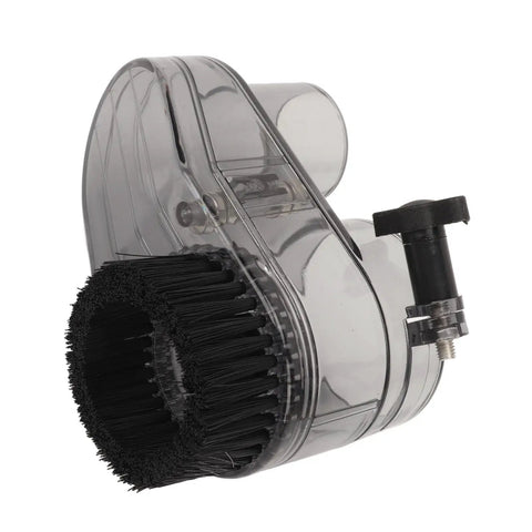 Straight Up Transparent Abs Dust Shoe For Cnc Routers With 52Mm Spindle Fitment And Dead Simple Magnetic Height Tracking For Heavy Duty Woodworking Cleanup, showing clear plastic and brush.