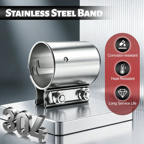 Top Shelf 2.5 Inch Exhaust Clamp And Muffler Sleeve Coupler Forged From Tough As Nails 304 Stainless Steel, corrosion-resistant design.