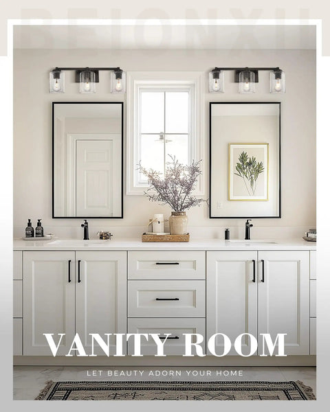 3 Light Vintage Style Vanity Light Fixture for Bathrooms in Oil Rubbed Bronze With Clear Seeded Glass above double sink vanity