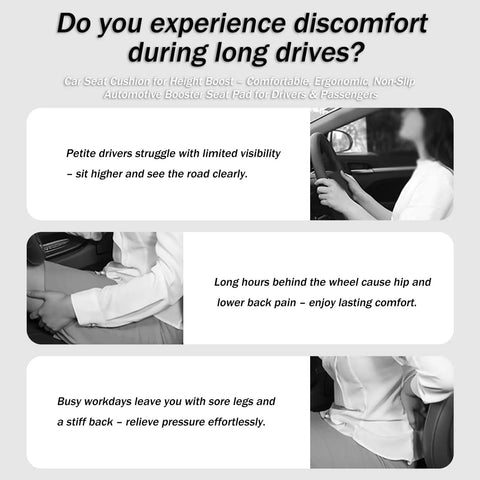 Premium Black Car Booster Seat Cushion For Mini John Cooper Works Electric 2025 And 2026 Non Slip Driver Height Boost Mat shown with driver enjoying comfort.