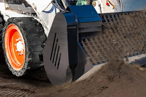 92 Gallon Skid Steer Concrete Mixer Attachment Universal SSQA Hydraulic Cement Bucket For Bobcat Kubota John Deere dumping concrete.