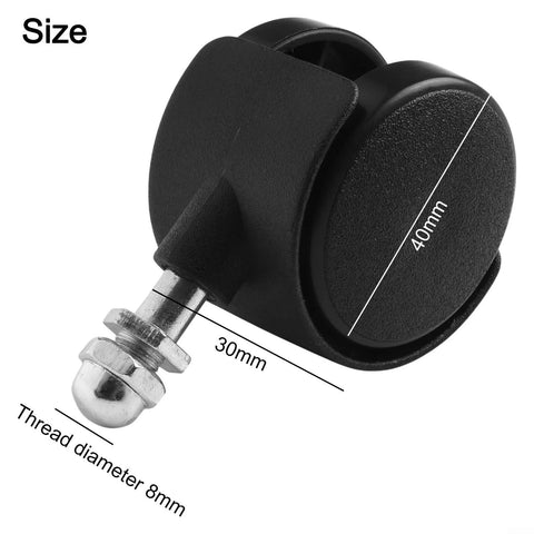 Replacement caster wheels for heaters, omni-directional, 40x30mm, 8mm thread, durable plastic construction for smooth movement on floors.