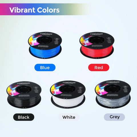 Premium Black Tpu Filament 1.75Mm 95A Soft Flexible 3D Printer Spool 1Kg displayed in vibrant colors: blue, red, black, white, grey.