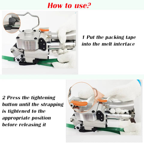 Heavy Duty Handheld Pneumatic Strapper For Pet Strap And Pp Band Portable Packing Tool No Sweat Operation demonstrating use.