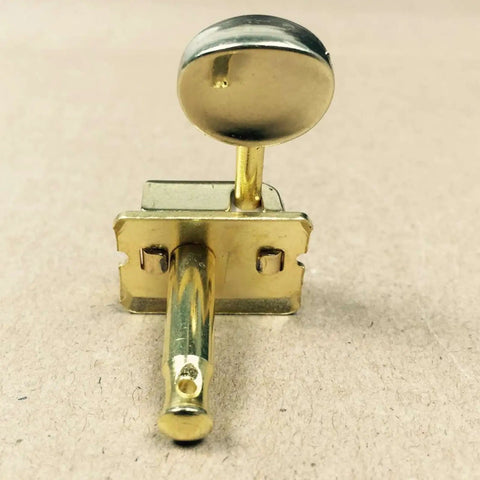 Stunning Gold Electric Guitar Tuning Pegs Set With 6 Right Semi-Enclosed Machine Heads And Premium Keys Plus Installation Hardware For Upgraded Tone - close-up of gold tuning peg head.