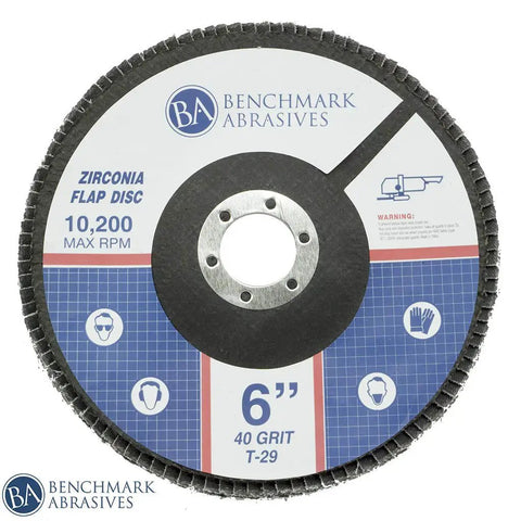 40 Grit 6 Inch Zirconia Type 29 Flap Discs 10 Pack For Your Angle Grinder High Density Jumbo Sanding Discs Finishing Deburring Beveling Rust Removal Stock Removal