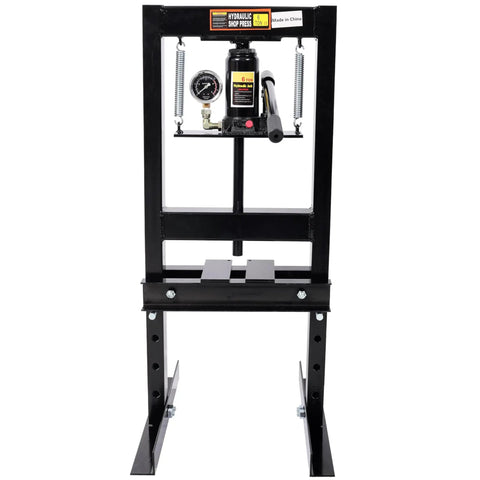 6 Ton Hydraulic Shop Press H Frame With Gauge For Precision Bearing Pressing, Heavy Duty Bending And Straightening, Adjustable Black Tool