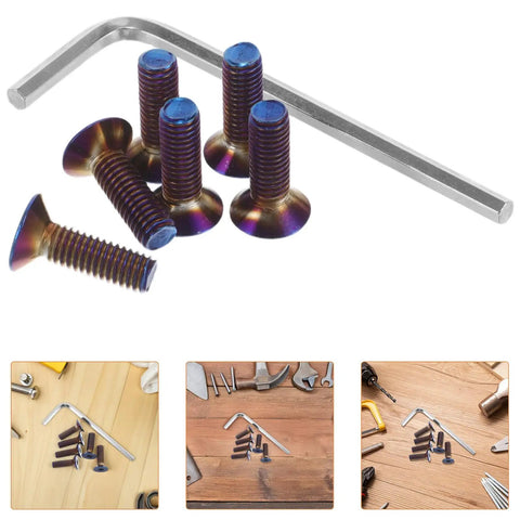 Steering Wheel Screw Kit M5 Aluminum Bolts With Hex Socket Wrench For Cars Interior Easy Install Durable Construction Anti Loosening Design Weather Resistant Fixing Bolts For A Secure Wobble Free Steering Experience