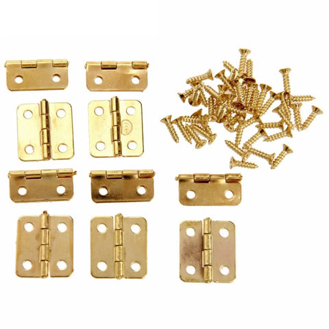 10 Pack Gold Kitchen Cabinet Door Hinges 4 holes drawer hinges jewelry boxes furniture fittings 18x16mm with screws