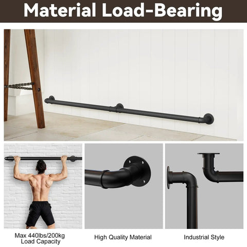 All In One Bar Foot Rail Kit For Undercounter Mounts In Matte Black with internal connectors and end caps shown installed