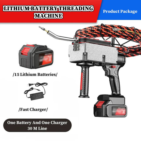 Ultimate Cordless Electric Wire Puller And Tugger Machine With Automatic Threading For Walls, includes 15 lithium batteries and fast charger.