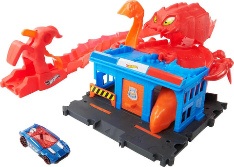 City Scorpion Flex Attack Track Set With 164 Scale Police Vehicle Bendable Tail Extends Two Point Six Foot Connects To Other Sets