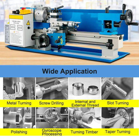 7X14 Mini Metal Lathe Machine With 550W Motor And Variable Speed Control Up To 2500 Rpm for various applications like metal turning.