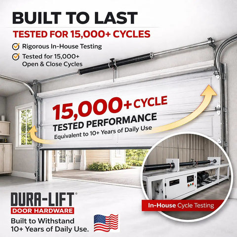 Garage Door Torsion Spring Set DIY Friendly 0.250 X 2 In X 33 In, American Made, 15,000 Cycles, in-house cycle testing visual