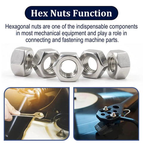 300 Pcs M4 Hex Nuts Stainless Steel 304 A2 70 Coarse Thread Hexagon Nuts For Hardware Projects And Repairs, Rustproof, Durable, Reusable, Standard Metric Size, Spiral Pattern Finish